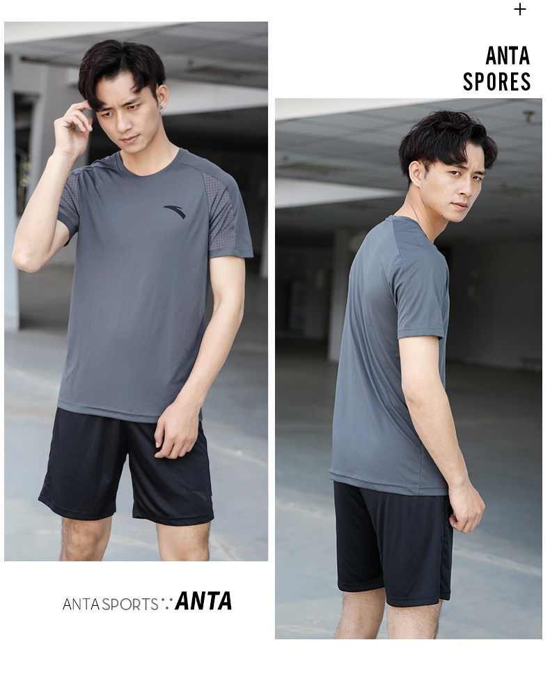 Bộ đồ thể thao Anta nam mùa hè 2019 quần short ngắn tay giản dị nhanh khô quần thể dục chạy bộ quần áo phù hợp với áo hai dây - Thể thao sau bộ quần áo adidas nam