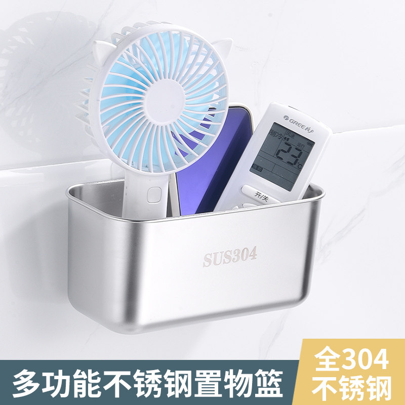 304 stainless steel bathroom shelf free punching toilet wall corner shelf wall-mounted washstand storage box basket