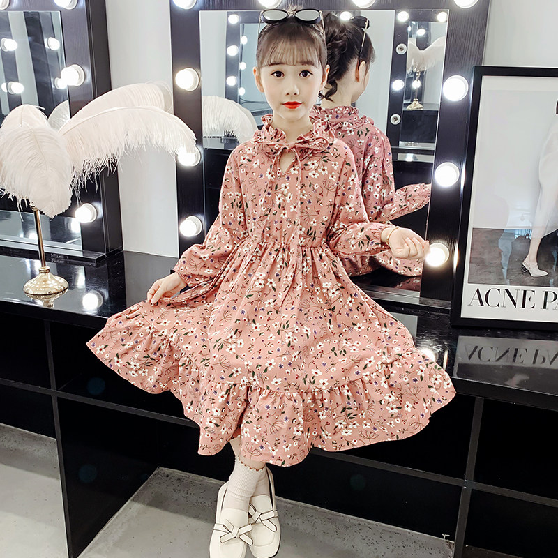 Girl Autumn Dress 2022 New Ocean Dress CUHK Child Spring Autumn Long Sleeve Korean Version Princess Dress Little Girl Long Dress
