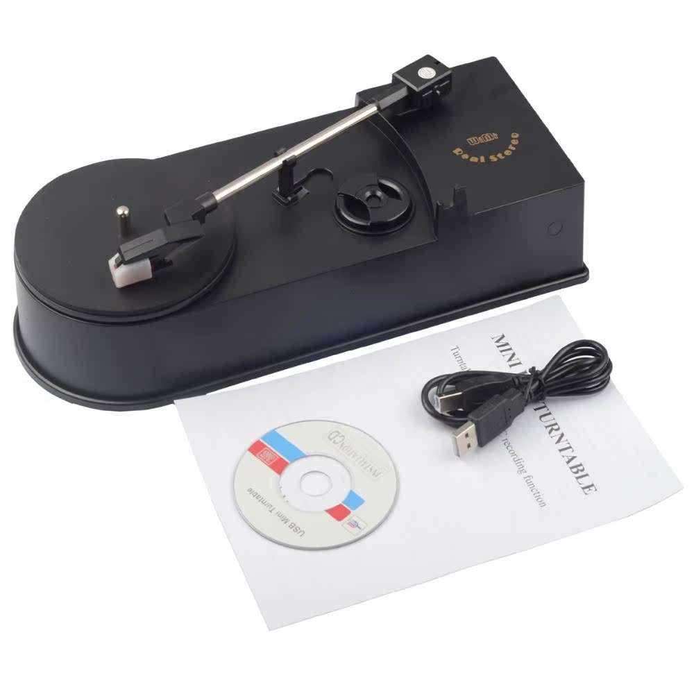 USB Mini Vinyl Turntables Player to MP3 WAV CD Converter