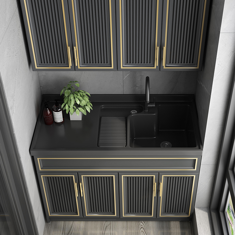 Balcony Space Aluminum Laundry Cabinet Laundry Basin With Washboard Laundry Cabinet Single Cabinet Floor Bath Cabinet Combined Laundry Pool Cabinet