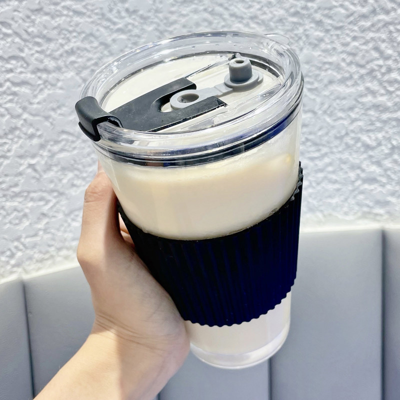 ins air-cooled extraction coffee cup transparent with lid glass water cup accompanying straw cup Mini anti-burn portable small cup