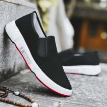 Spring and autumn old Beijing cloth shoes slip-on shoes breathable deodorant casual shoes mens shoes black work shoes dad shoes