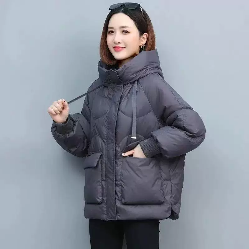 Короткая модная пуховик с пухом, корейский стиль, oversize, увеличенная толщина