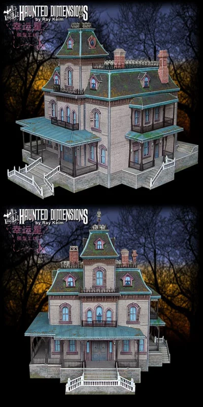 Mô hình giấy 3D Halloween của Ngôi nhà ma ám_Manor Building Mô hình giấy 3D Hướng dẫn tự làm - Mô hình giấy