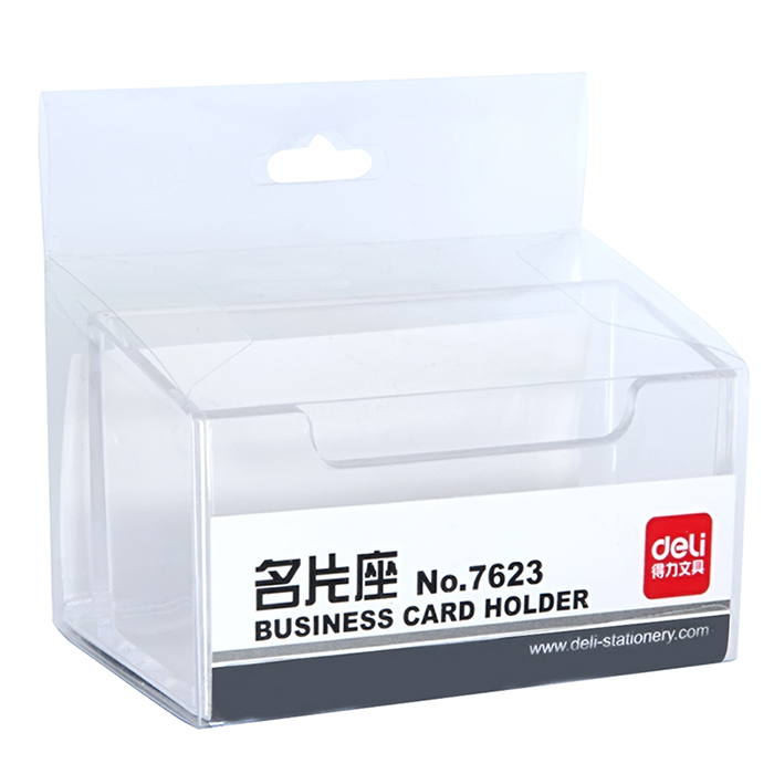 Able 7623 Transparent Business Card Seat Desktop Business Plastic Vertical Release Business Card Containing Box Base Rack Office Supplies