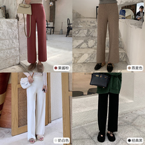 gagazhang temperament gentle wind vertical straight knitted wide leg pants women high waist pleated casual trousers