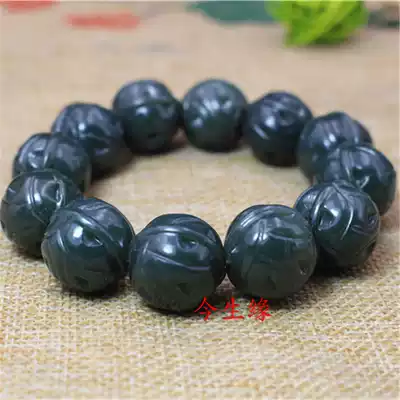 Natural Hetian Jade hand Xinjiang Hetian Jade walnut hand string carved jade hand send certificate