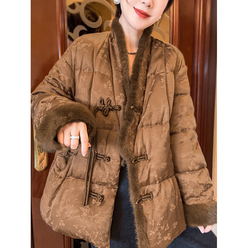 【Warm Winter】New Chinese-Style National Fashion Goose down Jacket with Mink Fur Jacquard 2025 Winter New High-End Women's Coat 【Warm Winter】New Chinese-Style National Fashion Goose down Jacket with Mink Fur Jacquard 2025 Winter New High-End Women's Coat