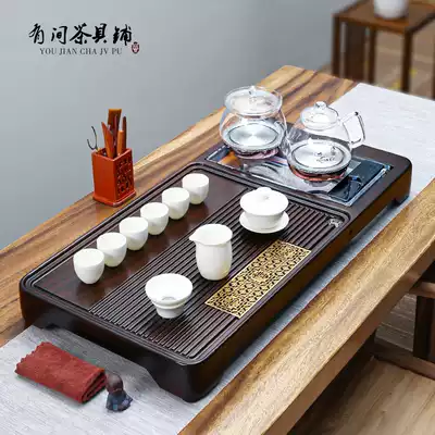 Natural ebony solid wood tea tray set Automatic one-piece Kung Fu tea table Home office drainage tea sea