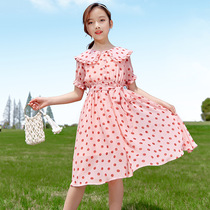 Girls dress 2021 summer new chiffon dress small fresh wave dot skirt summer foreign style big child princess dress