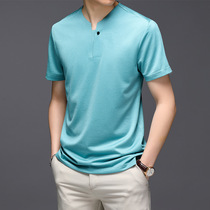 2021 summer new mens T-shirt mulberry silk V-neck fashion casual short-sleeved