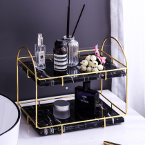Desktop rack wash table cosmetics storage box bathroom storage rack Hotel double marble tray light luxury