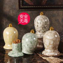 European style toothpick tube high-grade creative ceramic cotton sign box living room hotel marble tooth bottle luxury