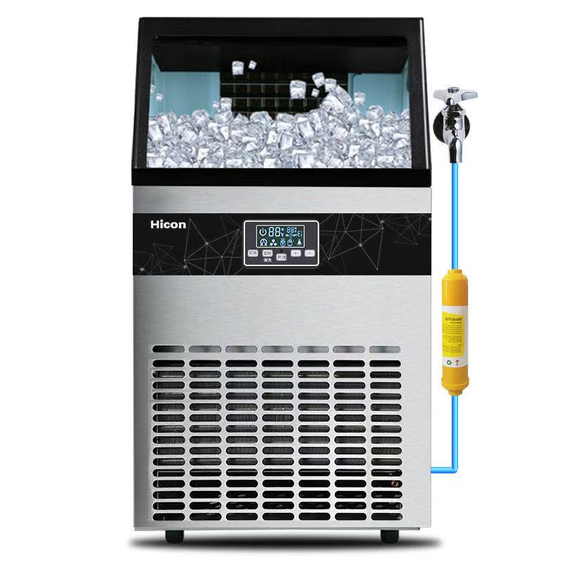 Ice Making Machine for Commercial Use in Milk Tea Shops, Bars, and Restaurants, Fully Automatic, Dual-Use for Bottled Water and Tap Water, Large Ice Cube Maker