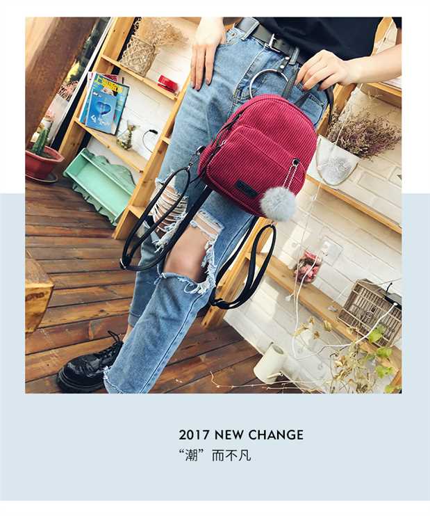 Ba lô nữ phiên bản Hàn Quốc 2017 mới thu đông hoang dã giải trí mini dễ thương wicking cashmere thời trang balo nữ thời trang