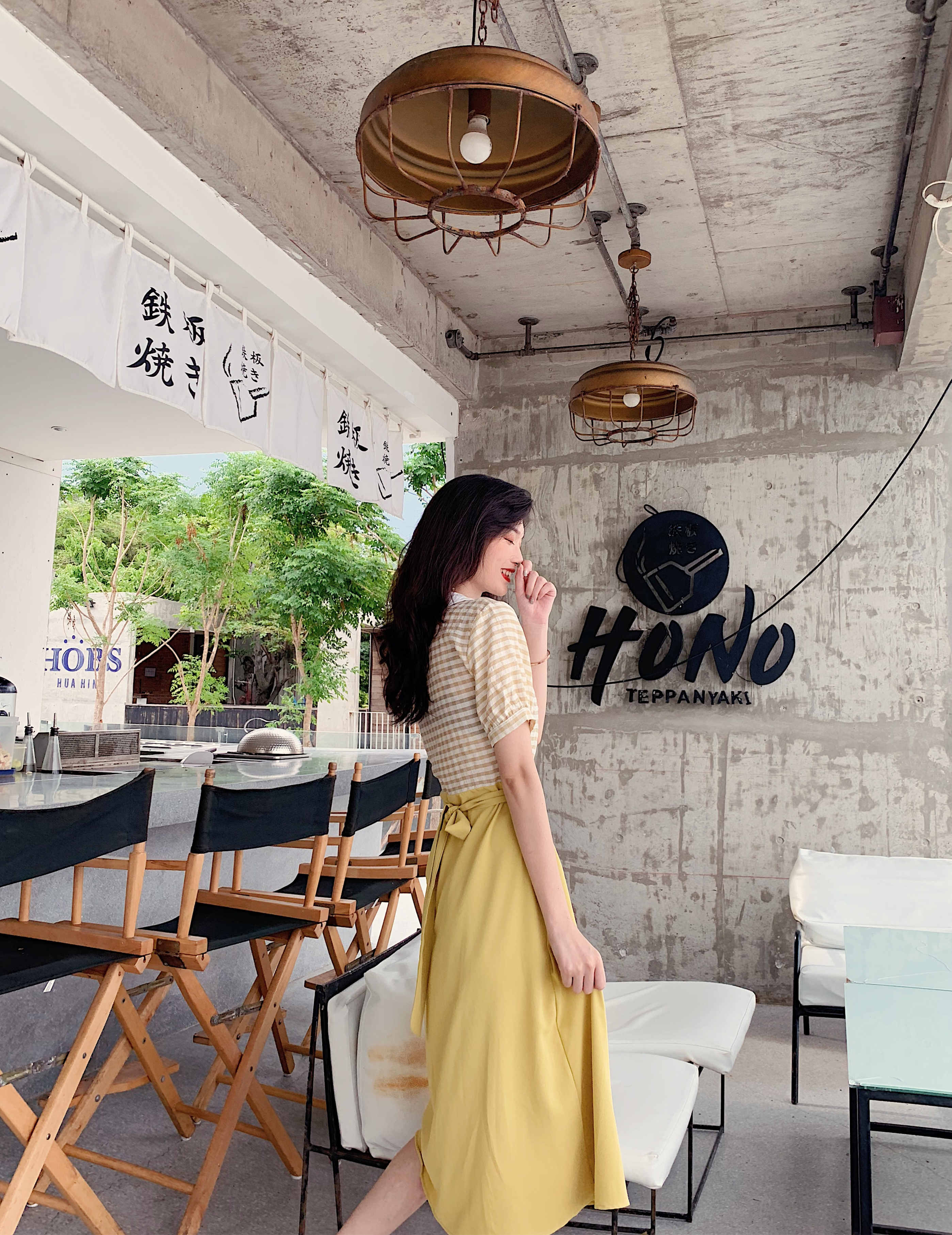 VK旗艦店 韓系復古格紋撞色氣質收腰娃娃領短袖洋裝