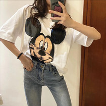 Summer net red loose and wild cartoon rice qi printed top womens age reduction and thin casual short-sleeved student T-shirt