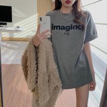 2022 spring and summer new Korean version easing short sleeve printed letter T-shirt female students Baths on a half sleeve of clothes and inins