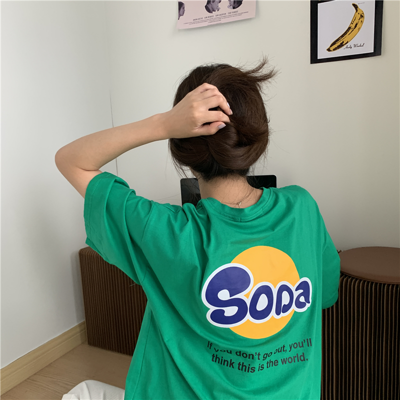 2022 Summer Dress New Loose bf Lazy Wind T-shirt Woman Short Sleeve Original Harbor Wind Letter Printed Half Sleeve Blouse