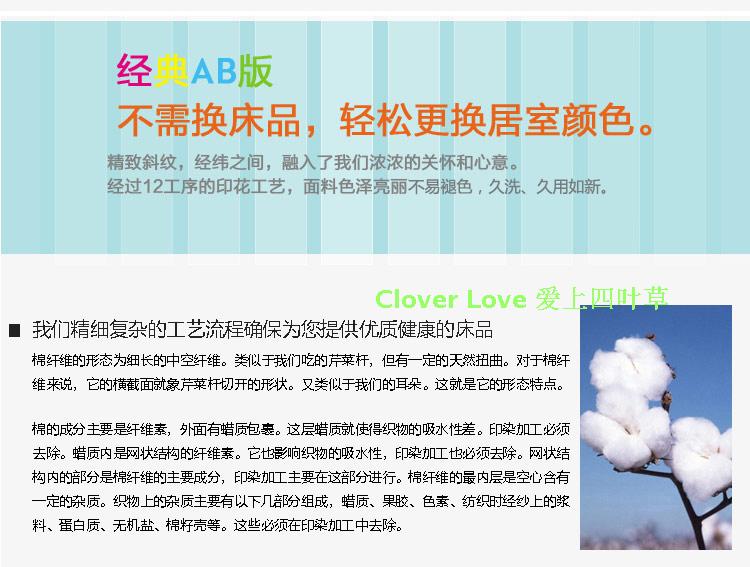 Cloverlove全棉高密活性环保印染AB版床单式四件套-法瑞姿包邮