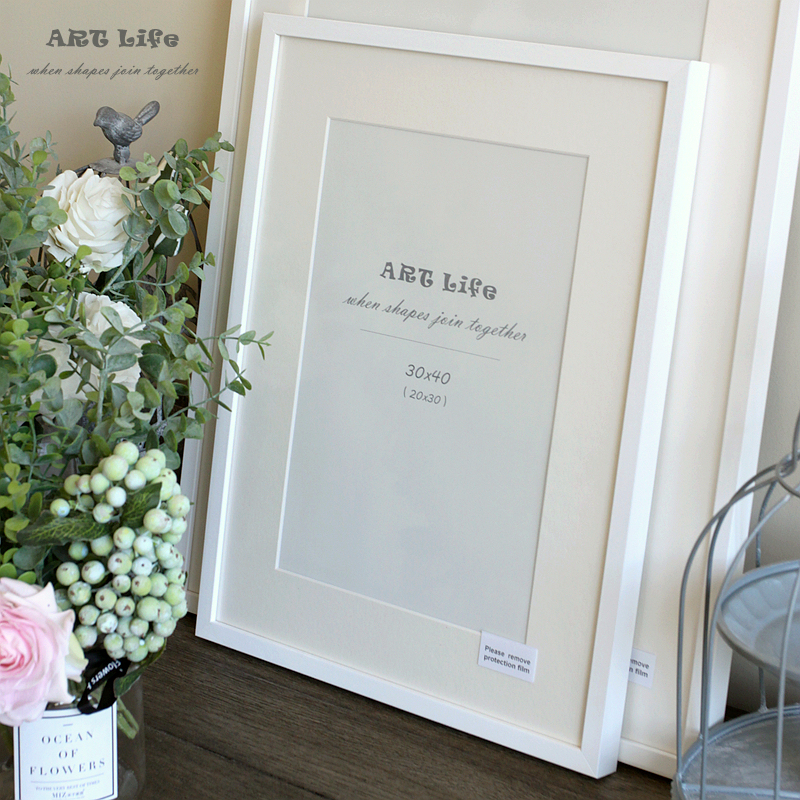 Export Nordic Solid Wood Photo Frame ins White Japanese Minimalist Decorative Picture Frame Poster Frame 12/16 Inch 20inch 28inch