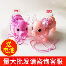New leash toy small pig electric luminous music toy will run online red toy exploits in the square heat sale