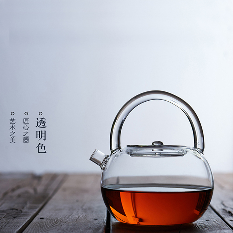 High temperature glass teapot High boron glass pot Lead-free glass pot Black crystal furnace special tea boiling water glass pot