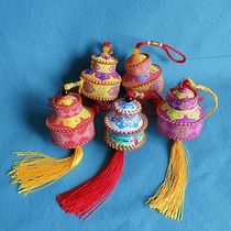 New double-layer yurt pendant decorations hand-stitched leather pendants Mongolian crafts gifts
