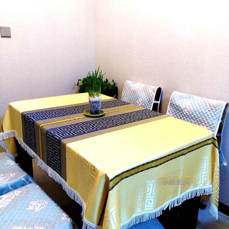New Ethnic Wind Monsoon Ethnic Tibetan Home Dining Room Table Cloth Imitation Flax Knit Jacquard Fabric