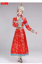 Minority womens costumes stage costumes dance clothes slim long sleeves Mongolian robes Red