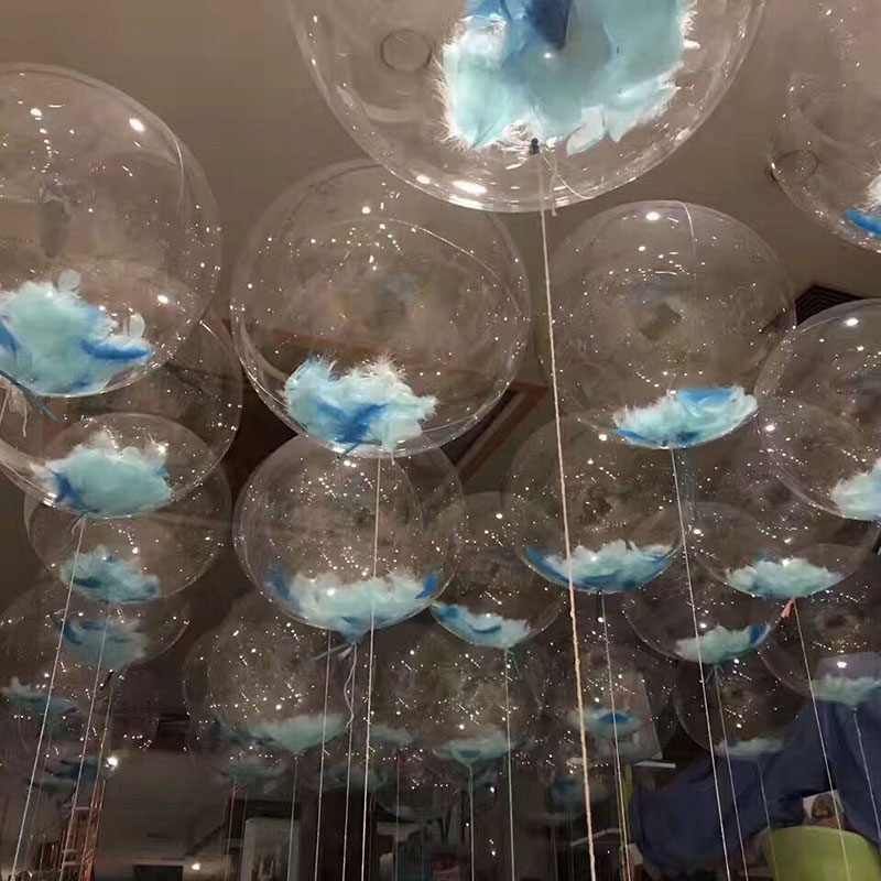 7 New Year's Eve White Popo Ball Birthday Decoration Party Groveling to Door Arranged Surprise Bright Light Transparent Feather Helium Balloon