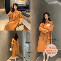 Mrs Qian 2019 new autumn and winter navy collar double-sided coat womens long loose Korean version of the wool coat