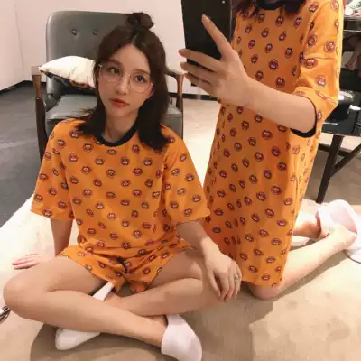 (Mrs. Qian) Komi Frog Series House Women's strength to praise anti-mite antibacterial Komi frog four-piece pajamas