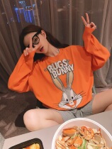 Mrs Qian Bugs Bunny cartoon letter print knitted cardigan jacket womens autumn loose two long-sleeved tops