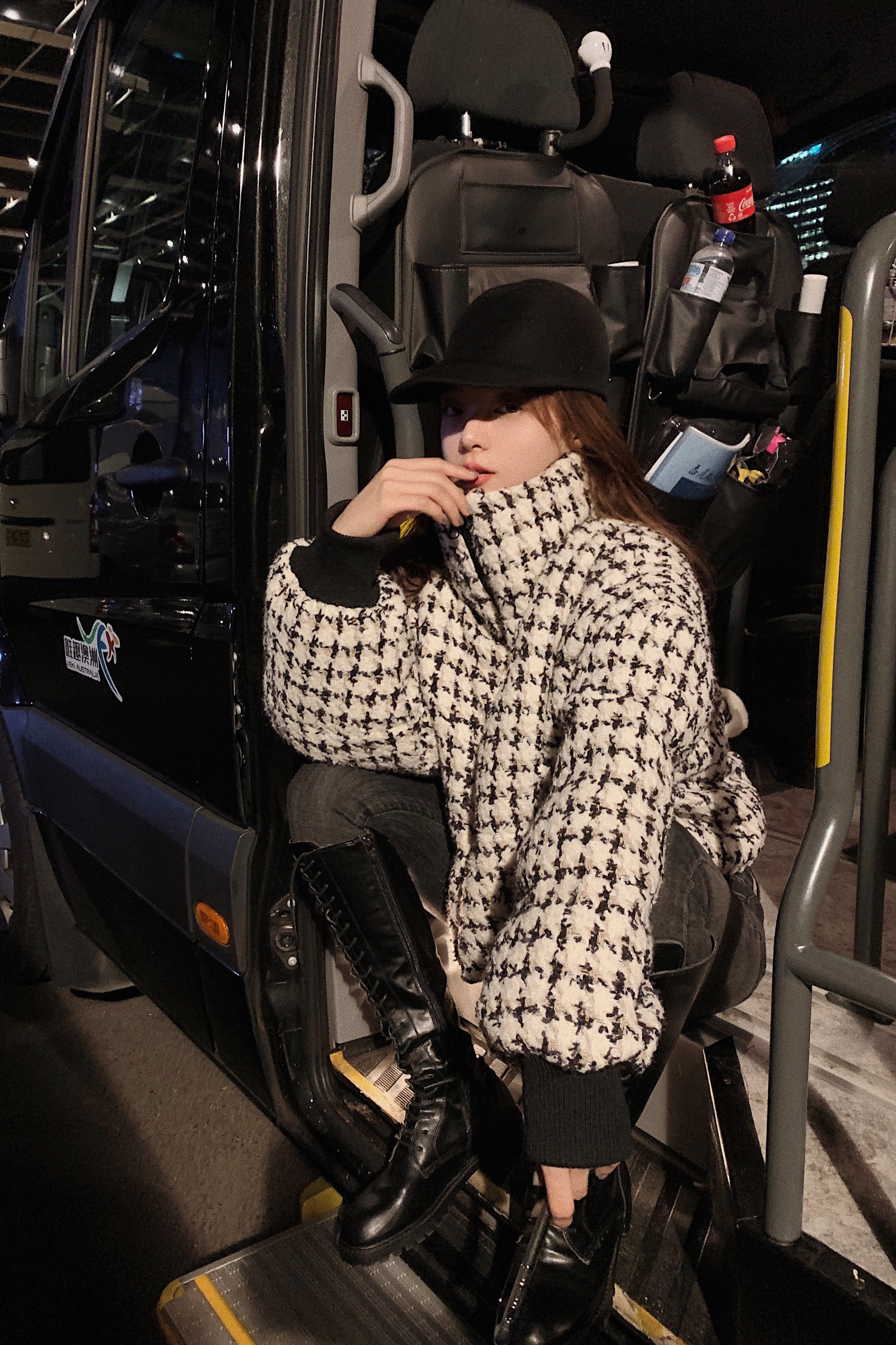 Mrs Qian winter coat female tide super fire houndstooth cotton suit 2019 new short Korean version loose cotton coat