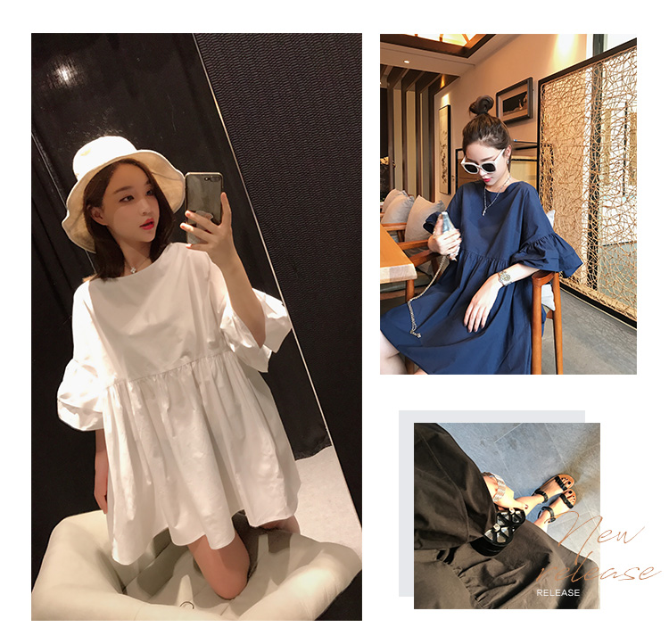 Bà Qian CHINSTUDIO Siêu lửa hai lớp tay áo bằng gỗ búp bê váy nữ mùa hè Một chiếc váy chữ váy xoè ngắn