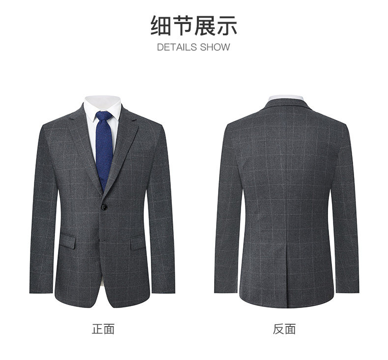 报喜鸟 男士纯羊毛面料 修身灰格纹西装套装 西服+裤子 图9
