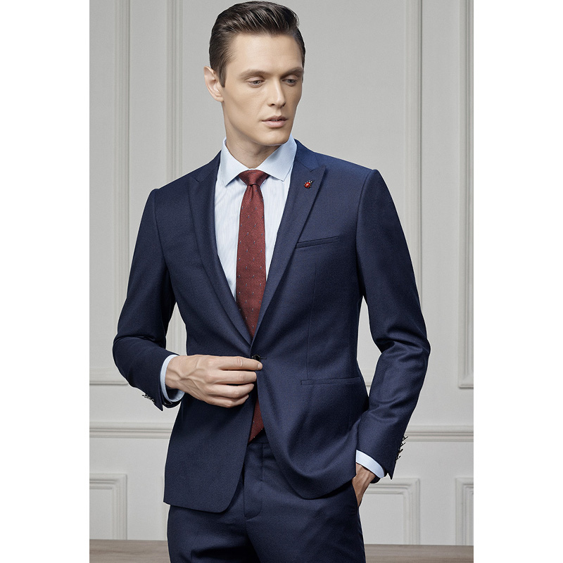 Chúc mừng Bird 2018 mùa xuân thanh niên New Business Suit Suit Hidden xanh Slim nam Suit len