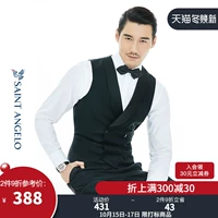 Осенний шерстяной пиджак классического кроя, костюм, черный жилет, облегающий крой
