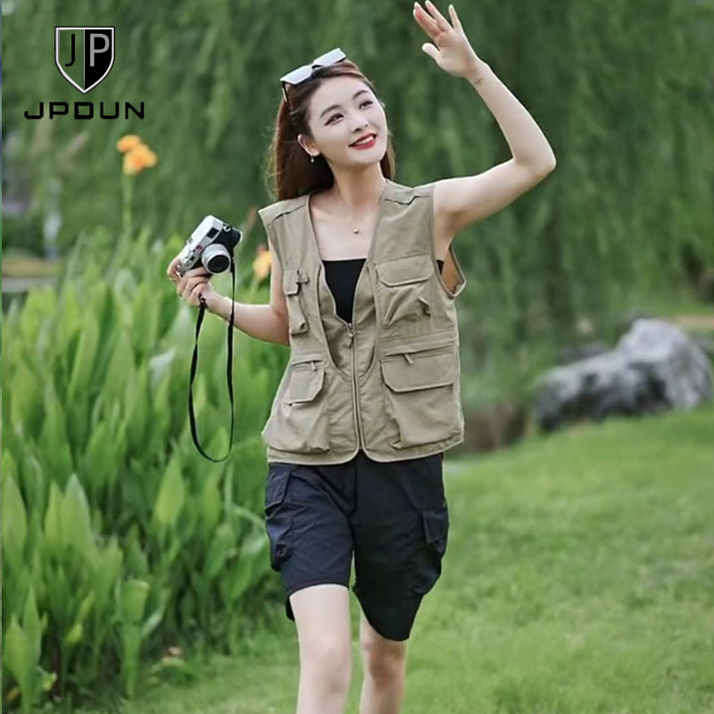 Jpdun/Men's Spring, Summer and Autumn New Style Vest, Mesh Breathable Multi-Pocket Outdoor Quick-Drying Photography and Fishing Vest for Women