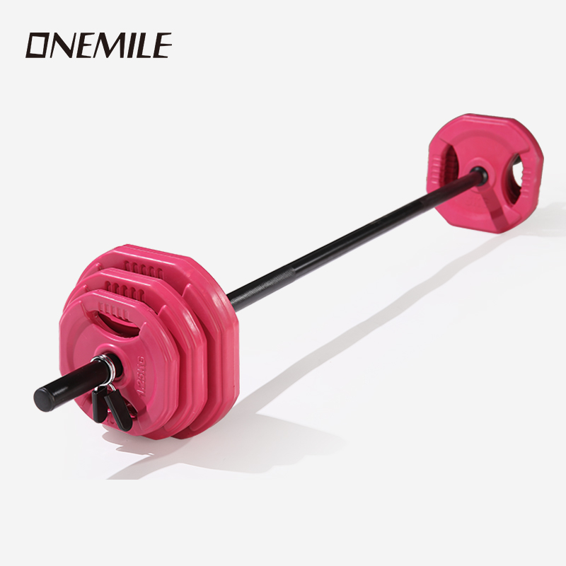 Pink Gym Special Household Hop with Oxygen Weightlifting Woman Deep Squatting Hip Push Ladle Glue Cast Iron Small Barbell Suit-Taobao