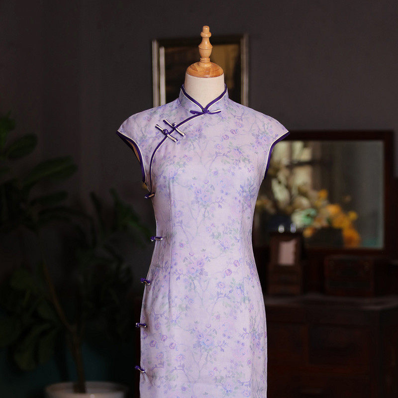 (special price not to be changed) The retro country wind spring and summer New improvement Daily Hemp Qipao Long Version Improved Version Foreign Dress