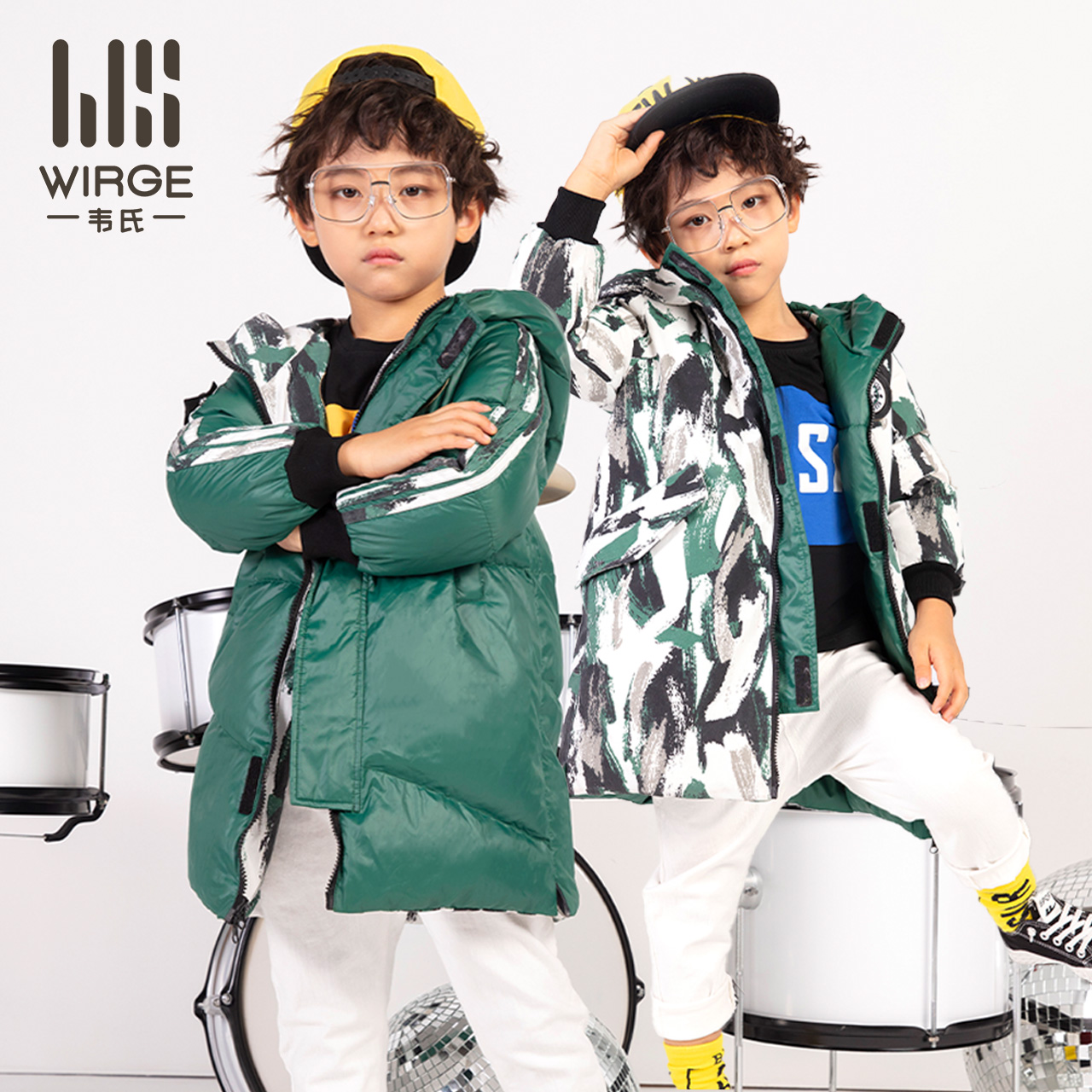 Webster's over-the-knee thickened windproof shiny children's down jacket mid-length white duck down jacket men's middle-aged and big children's bread jacket