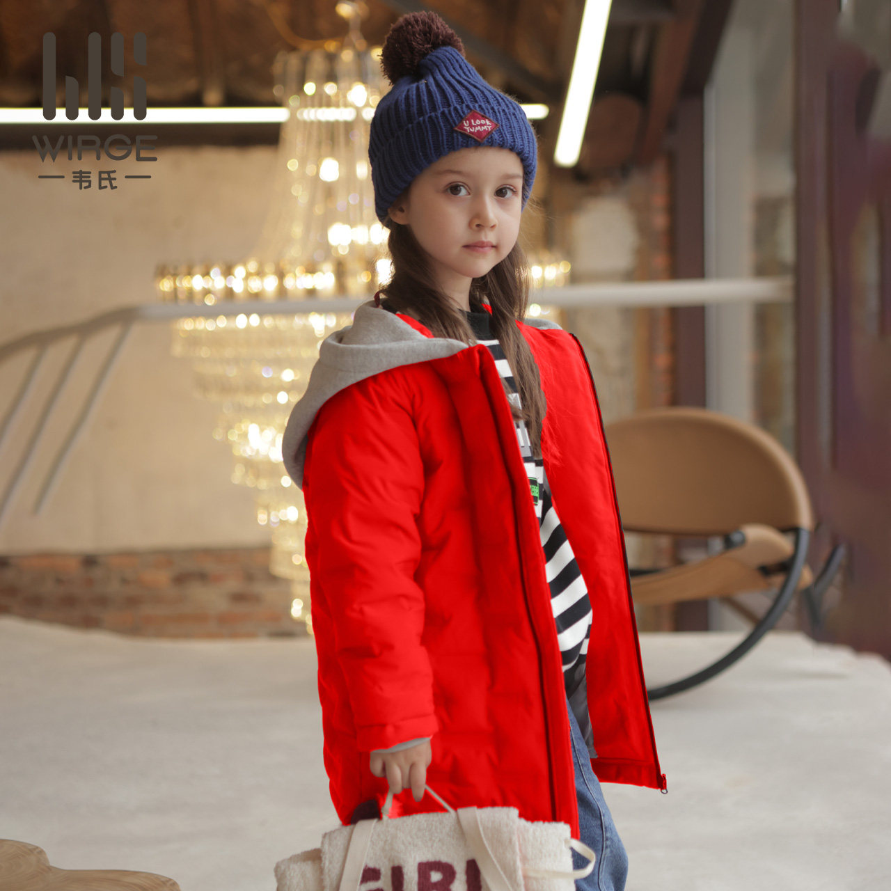 Wechsler children's down jacket girls long version big boy thickening white duck down fashion thickening winter style