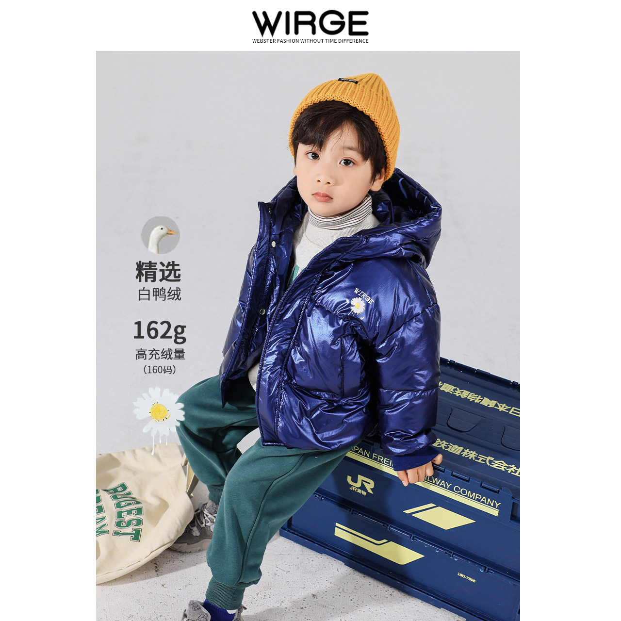 Wechsler men's and women's middle-aged children's down jacket winter thickening warm wash-free windproof waterproof hooded bread coat