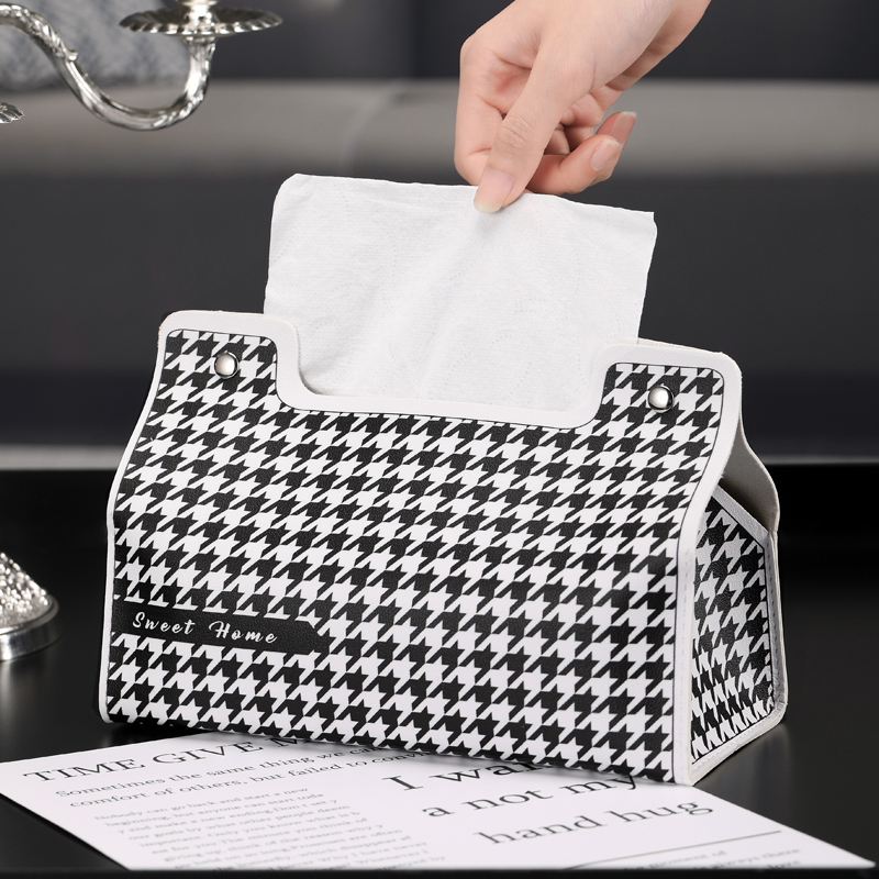 Nordic houndstooth tissue box living room dining room tissue storage creative toilet paper box car home universal removable toilet paper box
