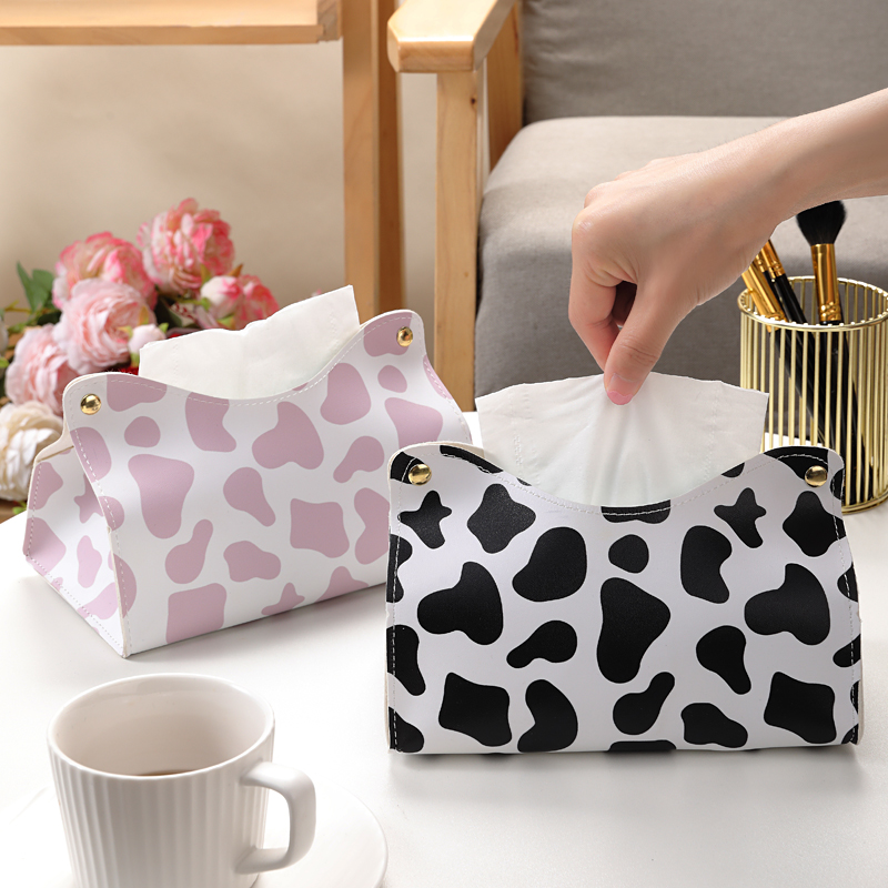 ins cow light luxury style high-end tissue box simple modern creative home dining table living room napkin toilet paper box