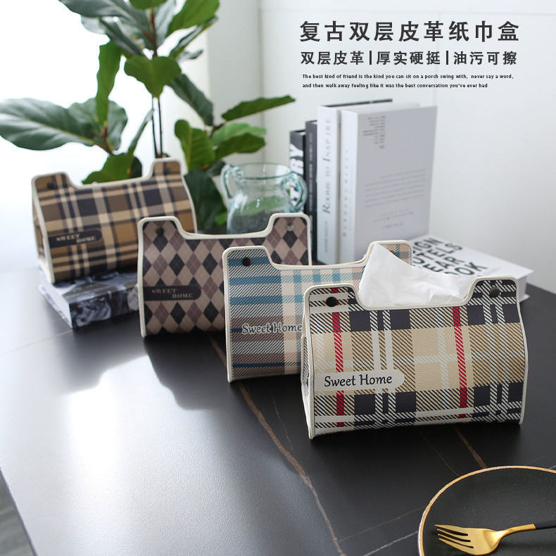 European-style light luxury tissue box living room coffee table dining table household simple modern style toilet paper box high-end car tissue bag
