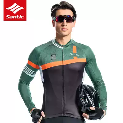 Santic Sendike spring and summer long-sleeved cycling suit bicycle top moisture-wicking high-elastic cycling suit men